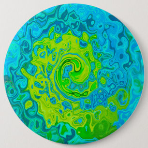 Macaron Rond 15,2 Cm Super Chartreuse et Aquamarine Liquide Swirl
