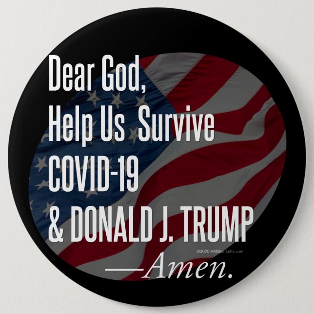 Macaron Rond 15,2 Cm Surviving Covid-19 & Donald Trump (Devant)