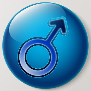 Macaron Rond 15,2 Cm Symbole brillant d'homme de genre de bouton