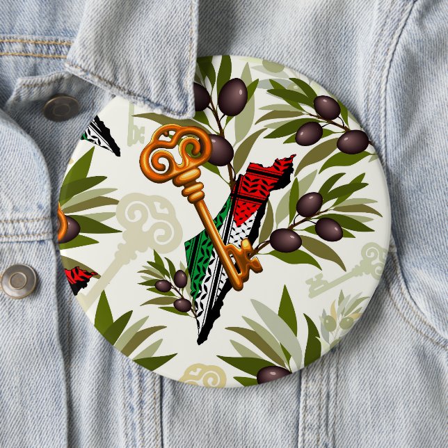 Macaron Rond 15,2 Cm Symbole clé palestinien du droit au retour (En situation)