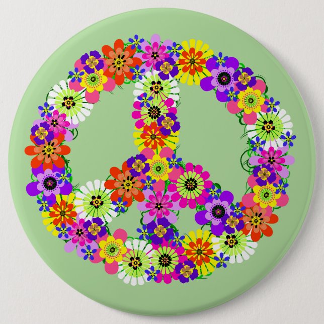 Macaron Rond 15,2 Cm SYMBOLE DE LA PAIX Floral (Devant)