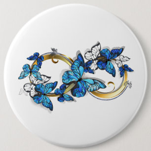 Macaron Rond 15,2 Cm Symbole infini de papillons Morpho bleus