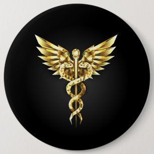 Macaron Rond 15,2 Cm Symbole Polygonal Or Caduceus