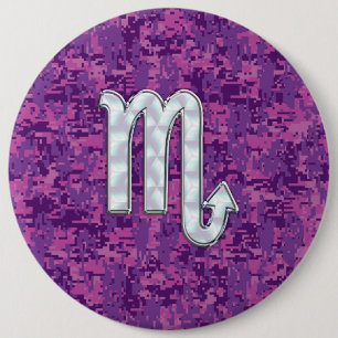 Macaron Rond 15,2 Cm Symbole Zodiaque Scorpio sur Camo numérique rose