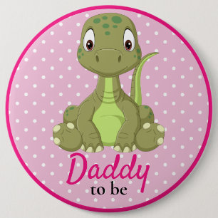 Macaron Rond 15,2 Cm T Rex Dinosaur Baby shower rose papa Bouton