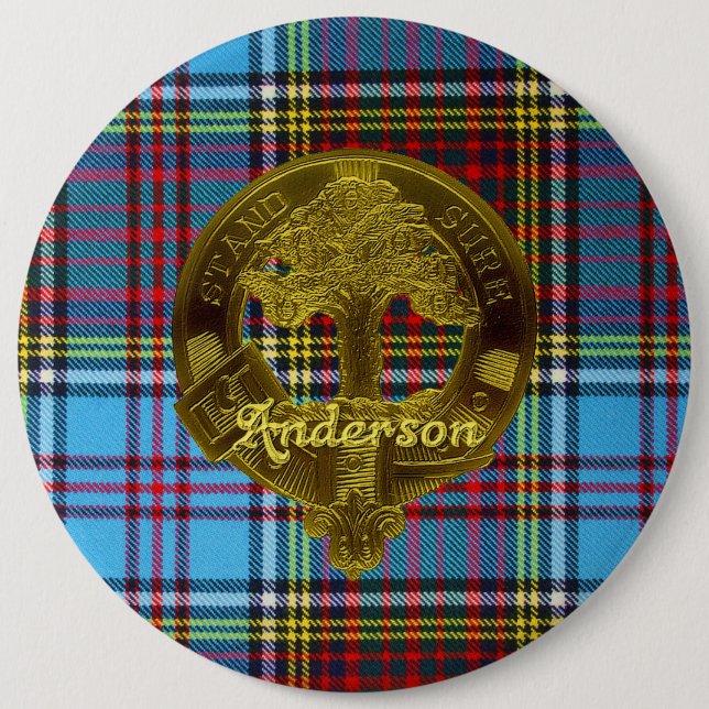 Macaron Rond 15,2 Cm Tartan d'Anderson et bouton de motif (Devant)