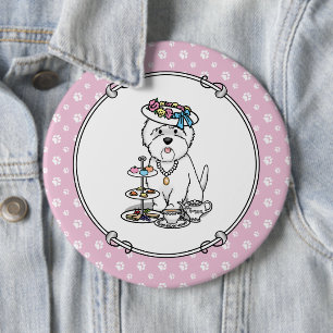 Macaron Rond 15,2 Cm Tea Party Westie Dog West Highland White Terrier