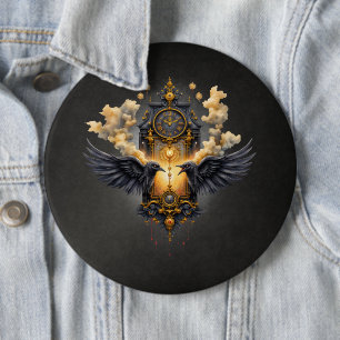 Macaron Rond 15,2 Cm Témoins Éternels – Horloge du Destin Cramoisi.