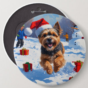 Macaron Rond 15,2 Cm Terrier tibétain coule dans la neige avec Casquett