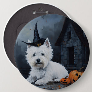 Macaron Rond 15,2 Cm Terrier West Highland Blanc Citrouille Halloween
