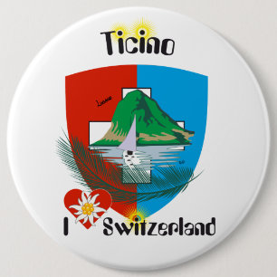 Macaron Rond 15,2 Cm Tessin - Ticino - Suisse - Svizzera Buttons