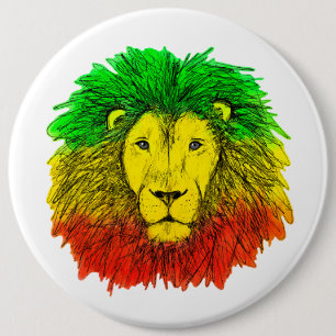 Macaron Rond 15,2 Cm Tête de lion Rasta rouge jaune vert dessin Jamaïqu