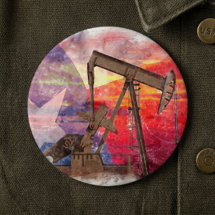 Macaron Rond 15,2 Cm Texas Oil Pumpjack : patrimoine artistique de l'Ét