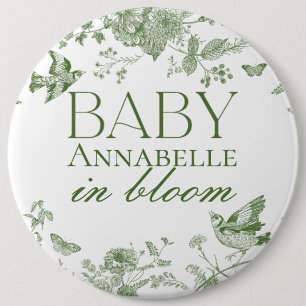 Macaron Rond 15,2 Cm Toile Verte De Jouy Vintage Floral Baby Hospital