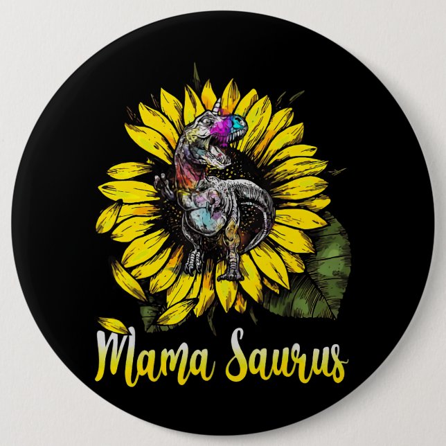 Macaron Rond 15,2 Cm Tournesol Mamasaurus T Rex Dinosaur Mama Saurus (Devant)