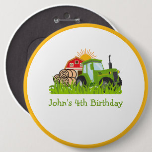 Macaron Rond 15,2 Cm Tracteur vert   Décoration d'anniversaire sur le t