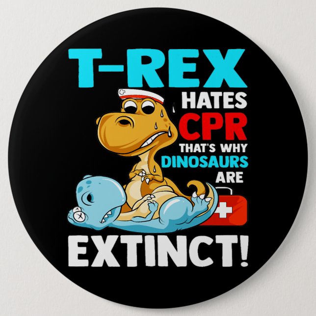 Macaron Rond 15,2 Cm TRex Hates CPR Dinosaur Infirmière Funny Infirmièr (Devant)
