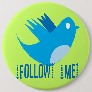 Macaron Rond 15,2 Cm Twitter Bird Suivez-moi - Choisir la couleur de l'