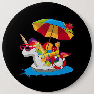 Macaron Rond 15,2 Cm Unicorne avec crinière arc-en-ciel et parasol