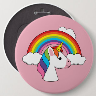 Macaron Rond 15,2 Cm Unicorne et arc-en-ciel avec nuages Kawaii