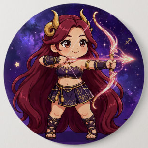 Macaron Rond 15,2 Cm Univers Zodiaque Velours — Bouton Archer Sagittair