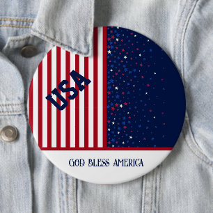 Macaron Rond 15,2 Cm USA God Bless America Star Patriotique 4 juillet