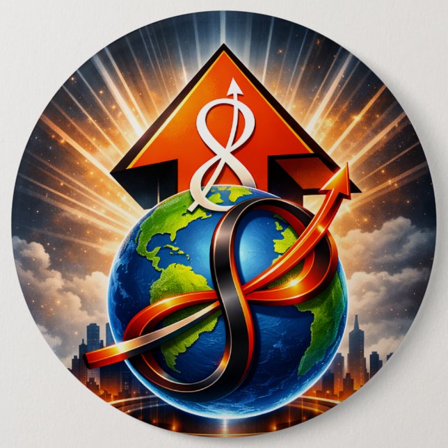 Macaron Rond 15,2 Cm USTP Global Infinity Ascent Futurist Button (Devant)