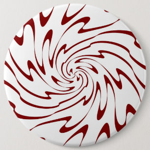 Macaron Rond 15,2 Cm Vagues rouges et blanches rétro Art Abstrait
