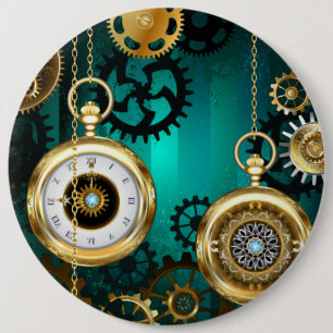 Macaron Rond 15,2 Cm Veille bijoux Steampunk sur un Arrière - plan vert