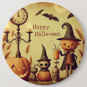Macaron Rond 15,2 Cm Vintage, lunatique Halloween citrouilles & chauves