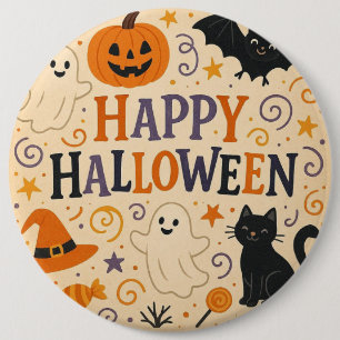 Macaron Rond 15,2 Cm Vintage, mignon blanc Happy Halloween