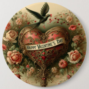 Macaron Rond 15,2 Cm Vintage/rétro/Victorian Valentine's day heart