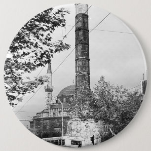 Macaron Rond 15,2 Cm Vintage Turquie Istanbul Colonne Constantine 1970