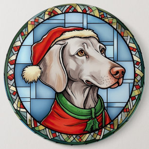 Macaron Rond 15,2 Cm Vitrail de Noël Weimaraner