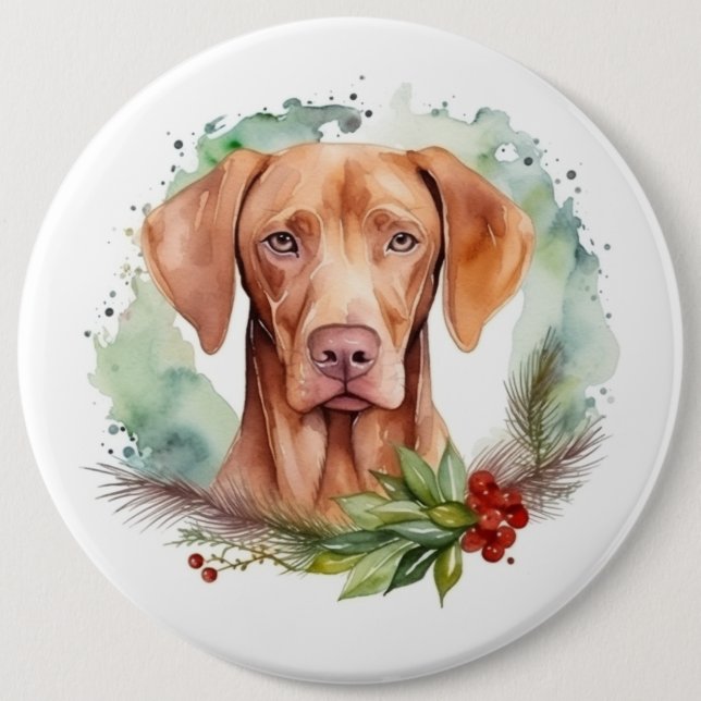 Macaron Rond 15,2 Cm Vizsla Christmas Wreath Festive Pup (Devant)