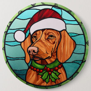 Macaron Rond 15,2 Cm Vizsla Vitraux de Noël