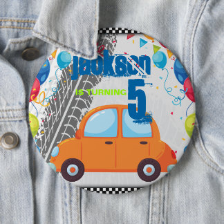 Macaron Rond 15,2 Cm Voitures et pistes d'anniversaire