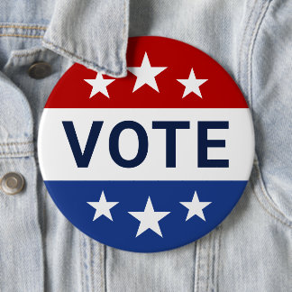 Macaron Rond 15,2 Cm Votez élection rouge et bleue