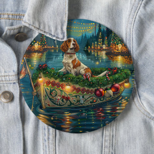 Macaron Rond 15,2 Cm Voyage de fête de Noël de l'Epagneul Breton