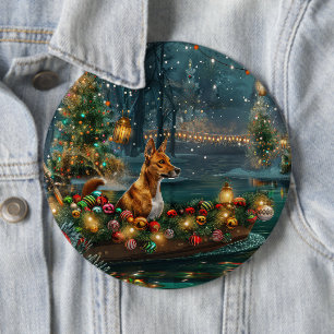 Macaron Rond 15,2 Cm Voyage de fête de Noël du Basenji