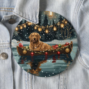 Macaron Rond 15,2 Cm Voyage de Noël festif Golden Retriever