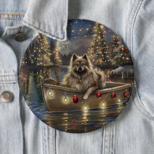 Macaron Rond 15,2 Cm Voyage de Noël festif Keeshond