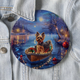 Macaron Rond 15,2 Cm Voyage festif de Noël du Biewer Terrier