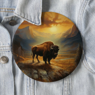 Macaron Rond 15,2 Cm Vue du coucher de soleil de Bison Buffalo