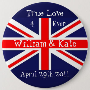 Macaron Rond 15,2 Cm William et Kate-Mariage+Union Jack