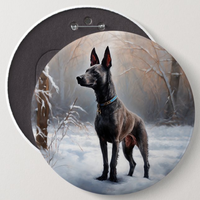 Macaron Rond 15,2 Cm Xoloitzcuintli Laisser neiger Noël (Devant & derrière)
