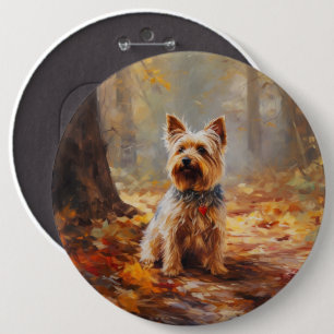 Macaron Rond 15,2 Cm Yorkshire Terrier en automne Leaves automne Inspir