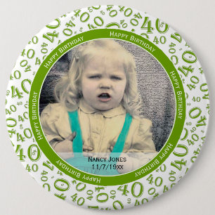 Macaron Rond 15,2 Cm Your Photo: 40th Random Number Pattern Green/White
