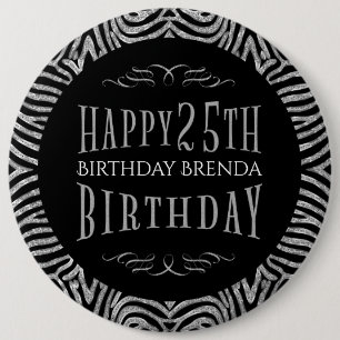 Macaron Rond 15,2 Cm Zebra Stripes & Happy 25th Birthday Texte Modèle