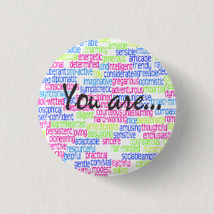 Macaron Rond 2,50 Cm 100 mots positifs qui vous décrivent !